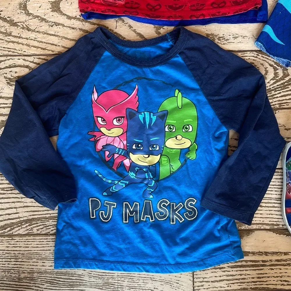 PJ Mask Bundle -Catboy Kids Costume, T-shirt w cape, long sleeve, PJ Masks shoes